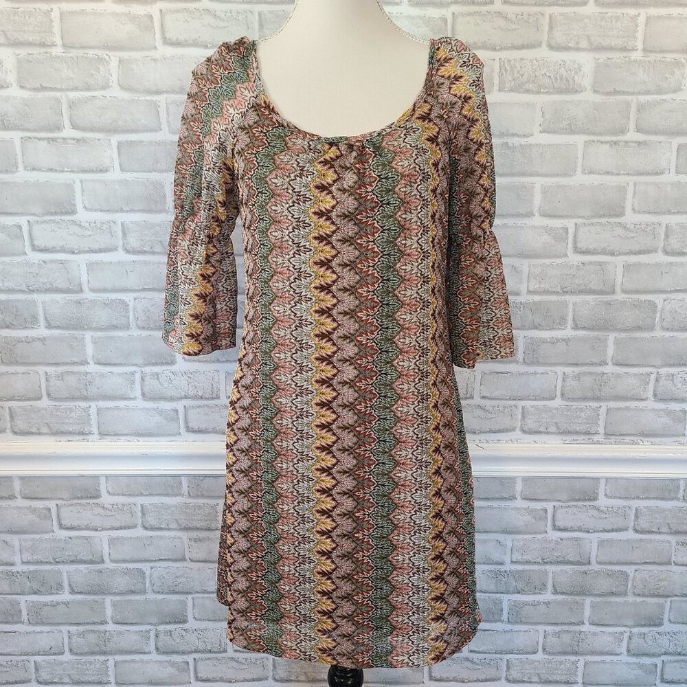 Isle Apparel Retro Shift Mini Dress Boho Hippie Festival Womens Small
